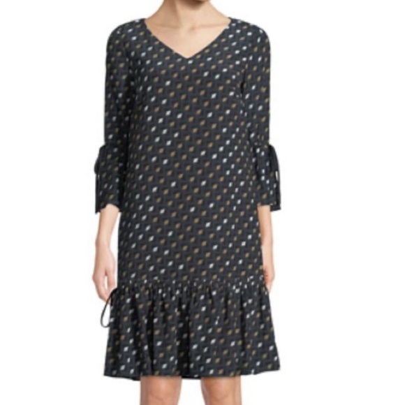 Lafayette 148 New York Ana Grace drop waist gliding‎ Geo print size medium Dress - Picture 1 of 11